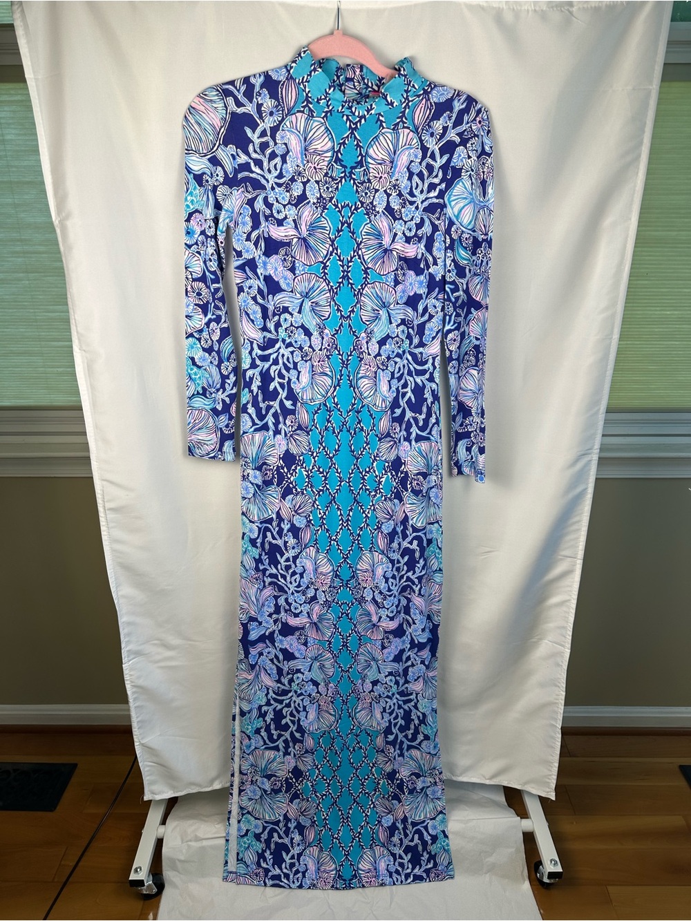 Lilly Pulitzer Nikia maxi dress, NWT,lapis lazuli your biggest fan engineered,XS